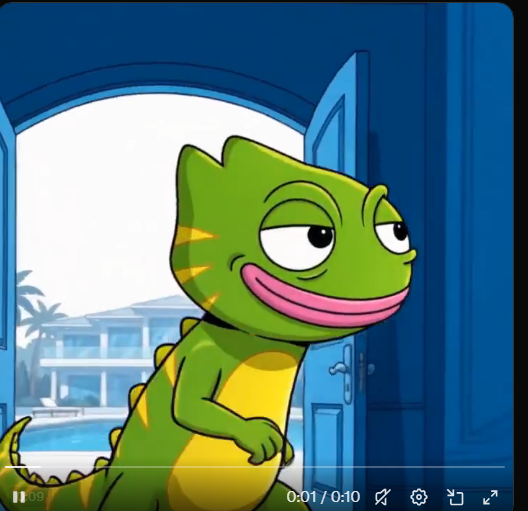 SPIKE casually walking through a blue doorway